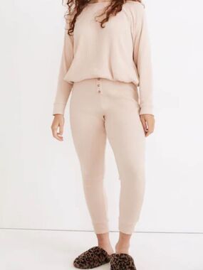 Madewell Ribbed High-Waist pajama Pants in Pale Blush med